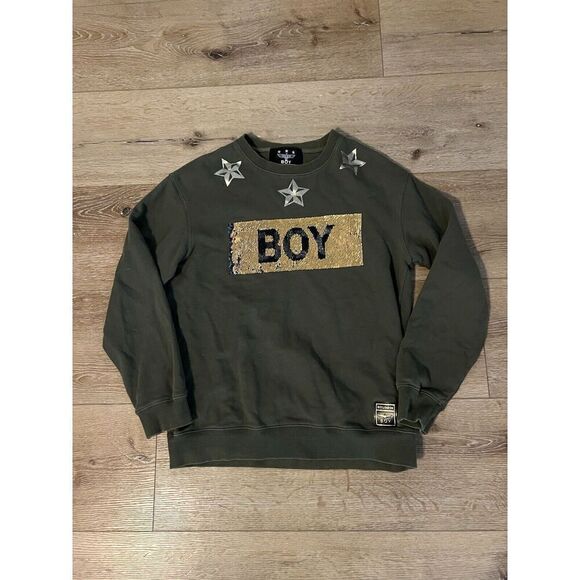 Boy London Mens Green Logo Pullover Crewneck Sweatshirt Adult Size Large - Picture 1 of 3